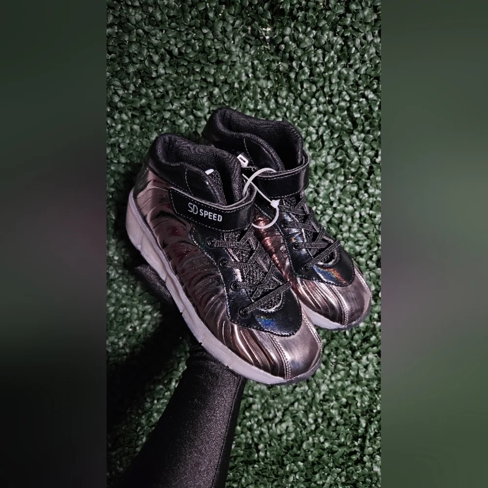 Black and Silver High-Top Roller Skate Sneakers